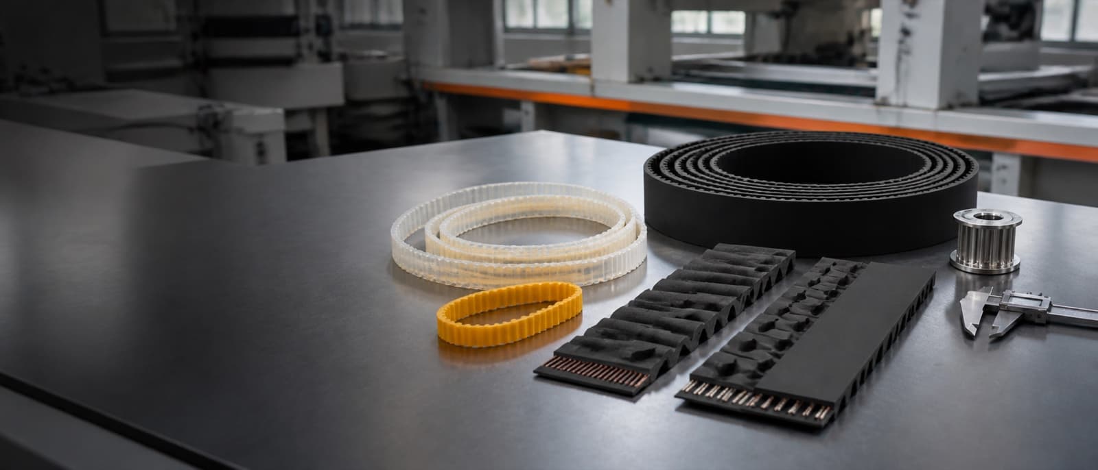 AI-generated illustration of rubber and polyurethane synchronous belt products